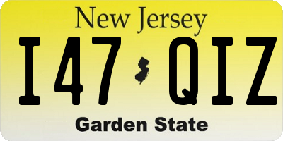 NJ license plate I47QIZ
