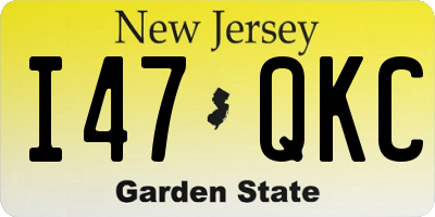 NJ license plate I47QKC