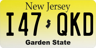 NJ license plate I47QKD