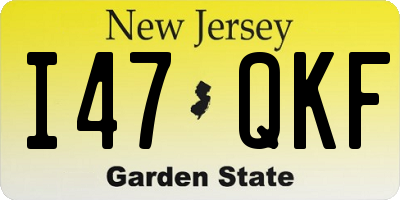 NJ license plate I47QKF