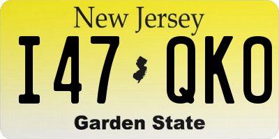 NJ license plate I47QKO