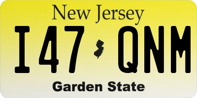 NJ license plate I47QNM