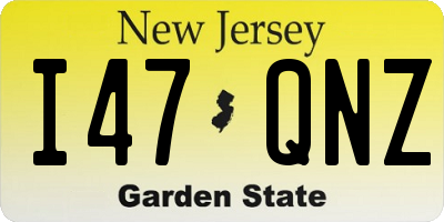 NJ license plate I47QNZ