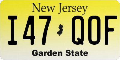 NJ license plate I47QOF