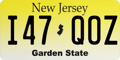 NJ license plate I47QOZ