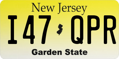 NJ license plate I47QPR