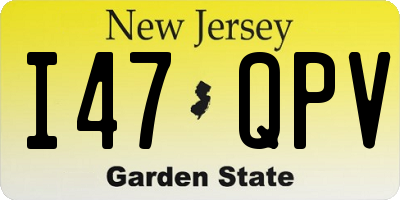 NJ license plate I47QPV