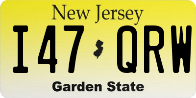 NJ license plate I47QRW