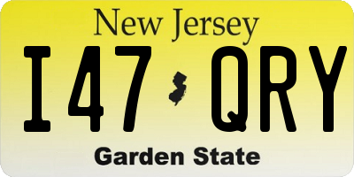 NJ license plate I47QRY