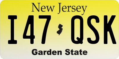 NJ license plate I47QSK