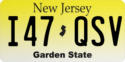 NJ license plate I47QSV