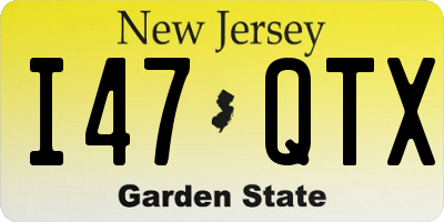 NJ license plate I47QTX
