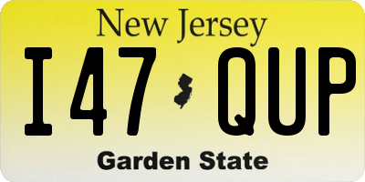 NJ license plate I47QUP
