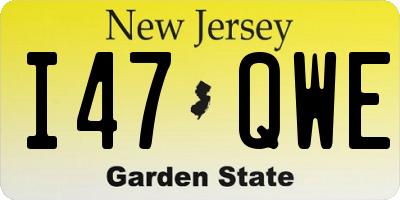 NJ license plate I47QWE