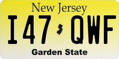 NJ license plate I47QWF