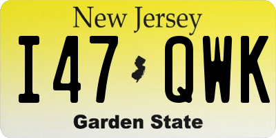 NJ license plate I47QWK