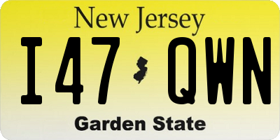 NJ license plate I47QWN