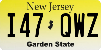 NJ license plate I47QWZ