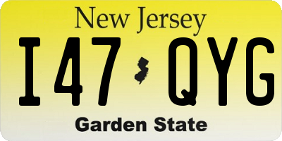 NJ license plate I47QYG