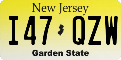 NJ license plate I47QZW