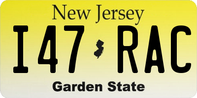 NJ license plate I47RAC