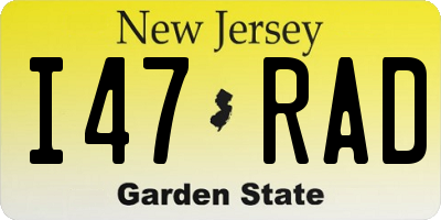 NJ license plate I47RAD