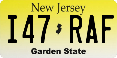 NJ license plate I47RAF