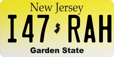 NJ license plate I47RAH