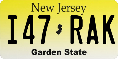 NJ license plate I47RAK