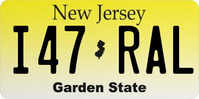 NJ license plate I47RAL