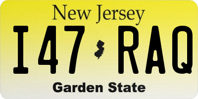NJ license plate I47RAQ