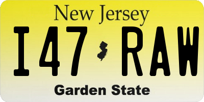 NJ license plate I47RAW
