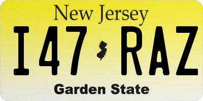 NJ license plate I47RAZ