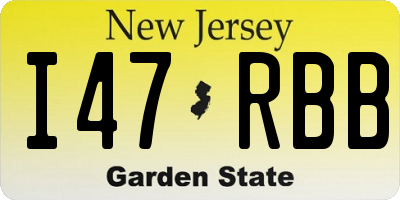 NJ license plate I47RBB