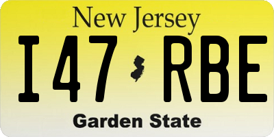NJ license plate I47RBE