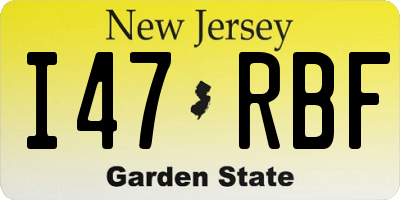 NJ license plate I47RBF