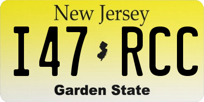 NJ license plate I47RCC