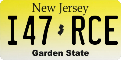 NJ license plate I47RCE