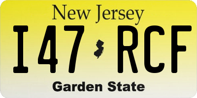 NJ license plate I47RCF