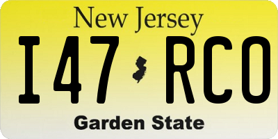 NJ license plate I47RCO