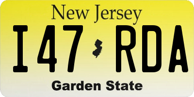 NJ license plate I47RDA