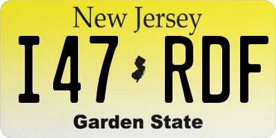 NJ license plate I47RDF