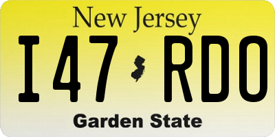 NJ license plate I47RDO