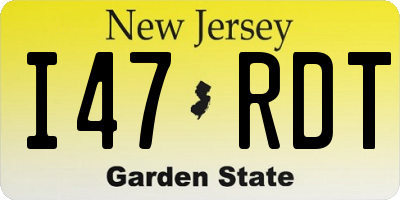 NJ license plate I47RDT