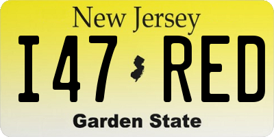 NJ license plate I47RED