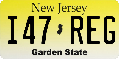NJ license plate I47REG