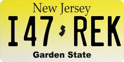 NJ license plate I47REK