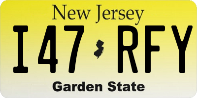NJ license plate I47RFY