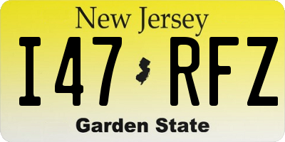 NJ license plate I47RFZ