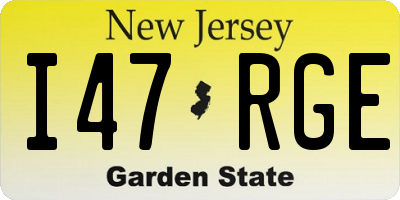NJ license plate I47RGE